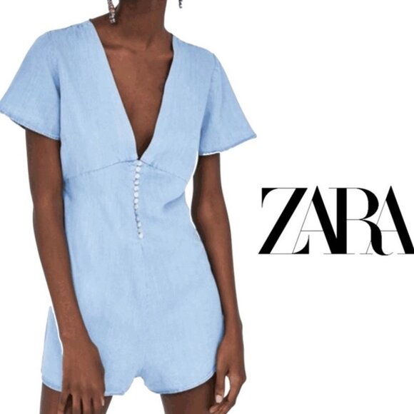 Zara Light Blue Jumpsuit - Picture 1 of 10